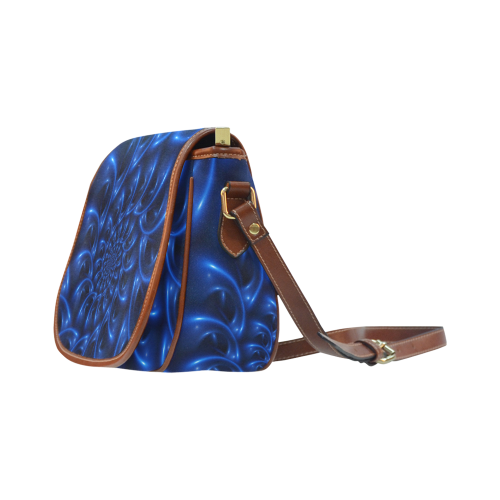 Glossy Blue Spiral Fractal Saddle Bag/Small (Model 1649) Full Customization