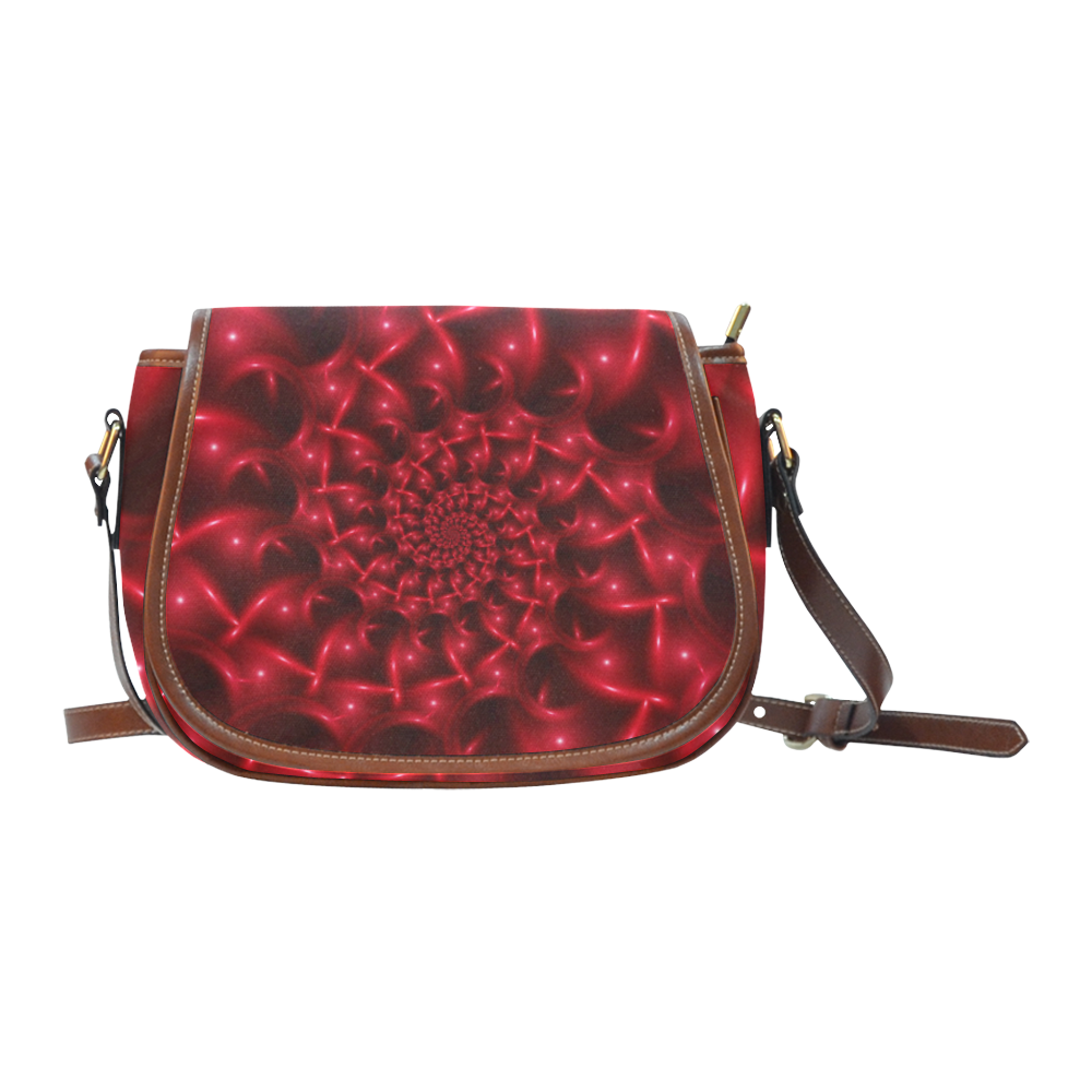 Glossy Red Spiral Fractal Saddle Bag/Small (Model 1649) Full Customization