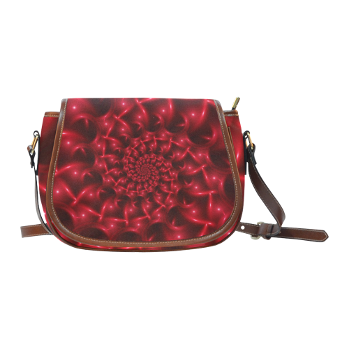 Glossy Red Spiral Fractal Saddle Bag/Small (Model 1649) Full Customization