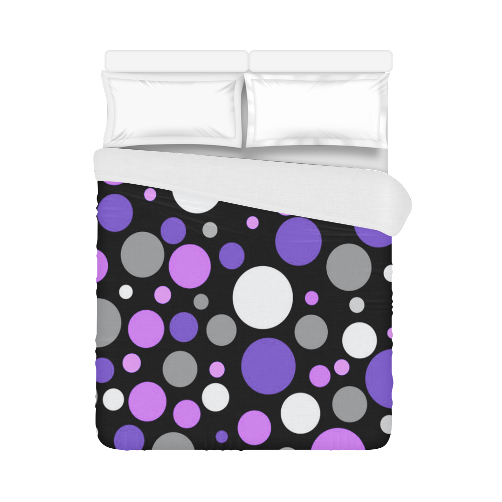 purple pink gray and white polka dots Duvet Cover 86"x70" ( All-over-print)