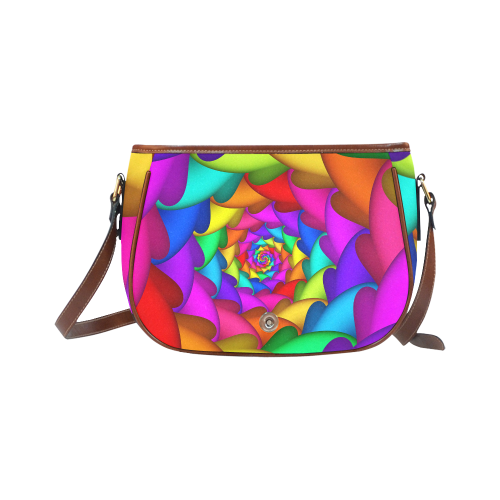 Psychedelic Rainbow Spiral Saddle Bag/Small (Model 1649) Full Customization