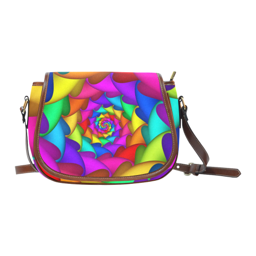 Psychedelic Rainbow Spiral Saddle Bag/Small (Model 1649) Full Customization