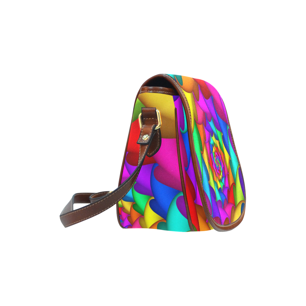 Psychedelic Rainbow Spiral Saddle Bag/Small (Model 1649) Full Customization