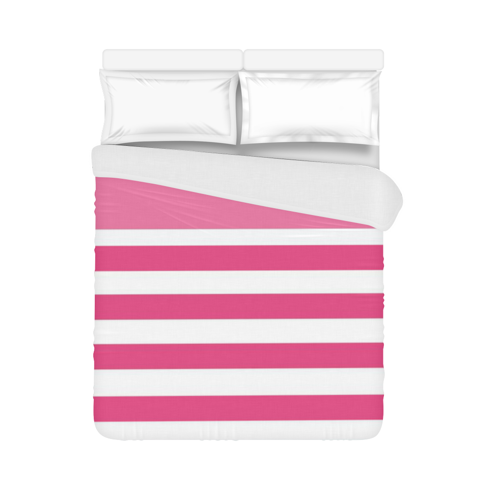 pink with white stripes Duvet Cover 86"x70" ( All-over-print)