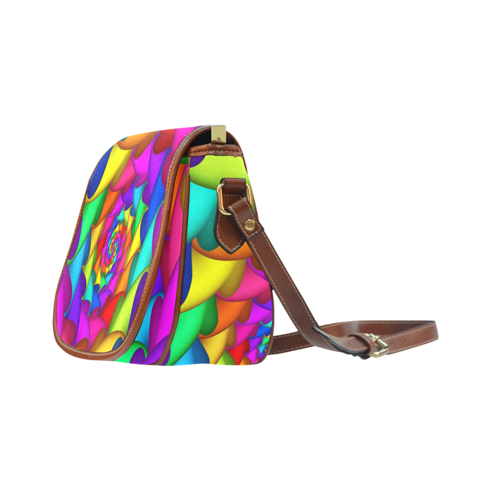 Psychedelic Rainbow Spiral Saddle Bag/Small (Model 1649) Full Customization