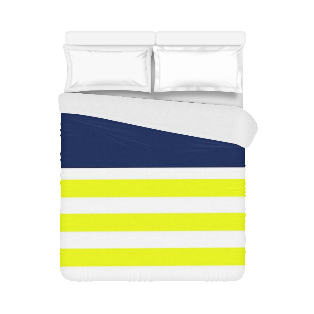 blue with yellow and white stripes 3 Duvet Cover 86"x70" ( All-over-print)