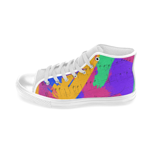 Groovy Paint Brush Strokes with Music Notes Men’s Classic High Top Canvas Shoes (Model 017)