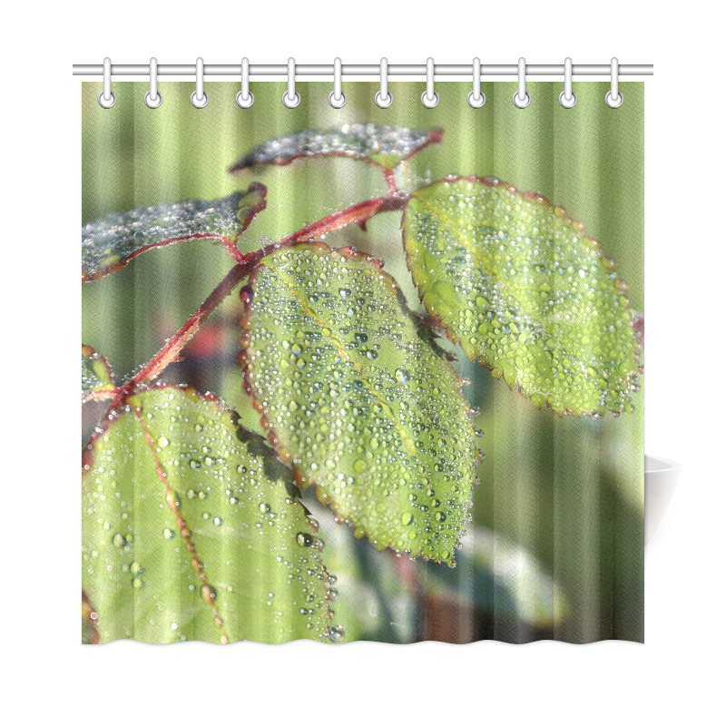 Dewy Green Leaves Shower Curtain 72"x72"