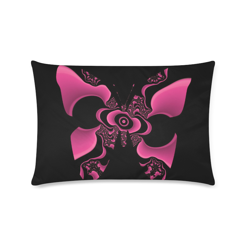 black and pink butterfly Custom Zippered Pillow Case 16"x24"(Twin Sides)