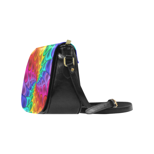 Psychedelic Rainbow Spiral Classic Saddle Bag/Small (Model 1648)