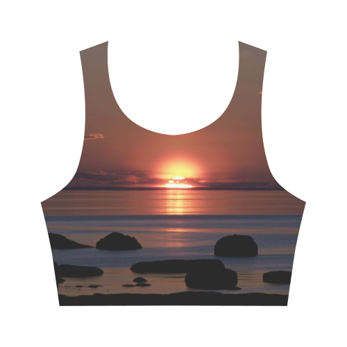 Shockwave Sunset Women's Crop Top (Model T42)