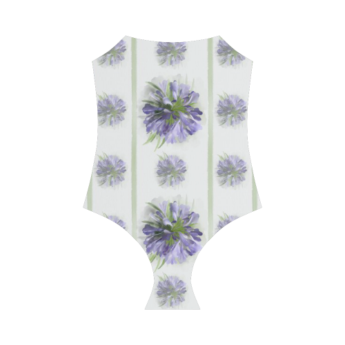 Purple Floral Strap Swimsuit ( Model S05)