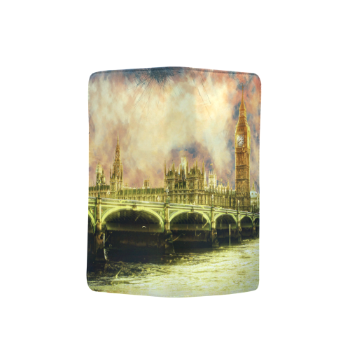 Abstract Golden Westminster Bridge in London Men's Clutch Purse （Model 1638）