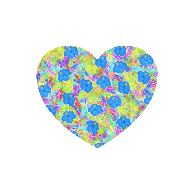 Pretty Blue Hawaiian Flowers Pattern Heart-shaped Mousepad