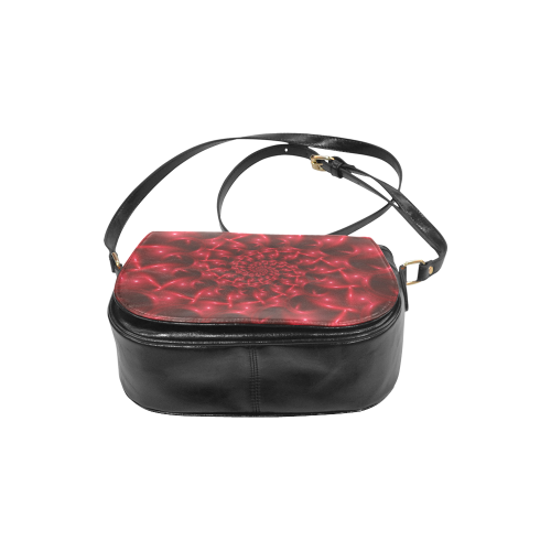 Glossy Red Spiral Fractal Classic Saddle Bag/Large (Model 1648)