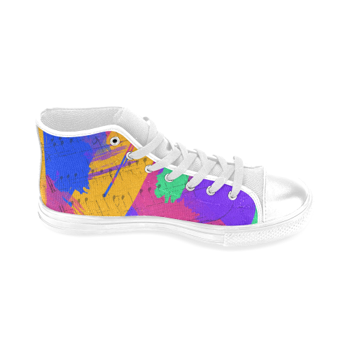 Groovy Paint Brush Strokes with Music Notes Men’s Classic High Top Canvas Shoes (Model 017)