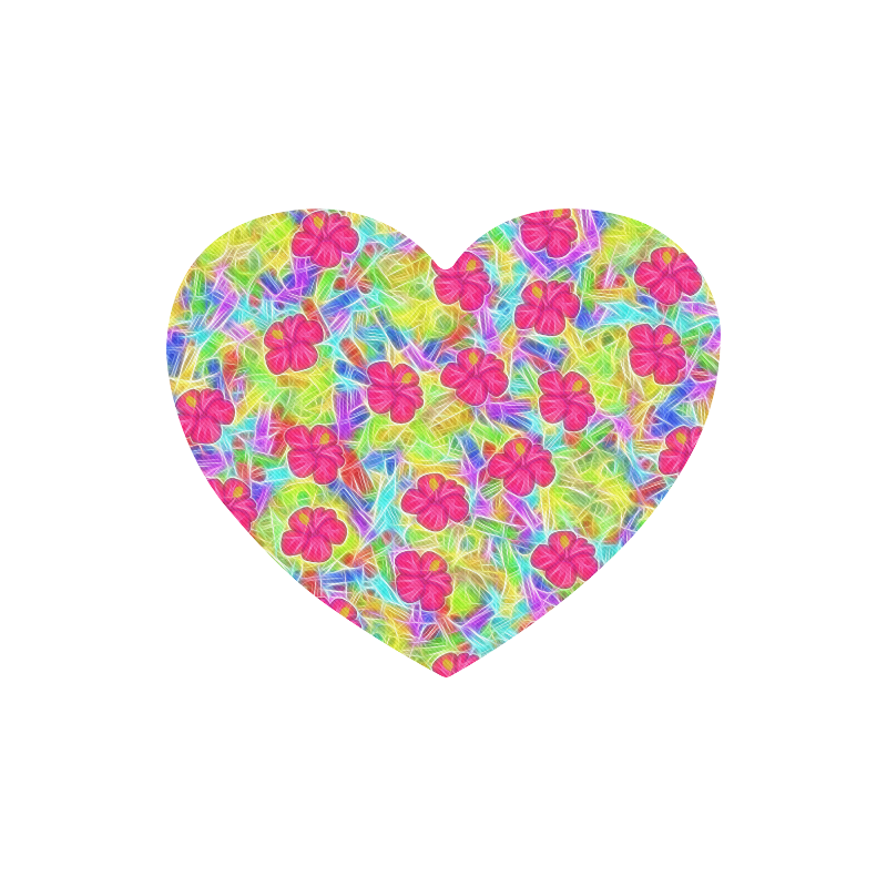 Pretty Pink Hawaiian Flowers Pattern Heart-shaped Mousepad