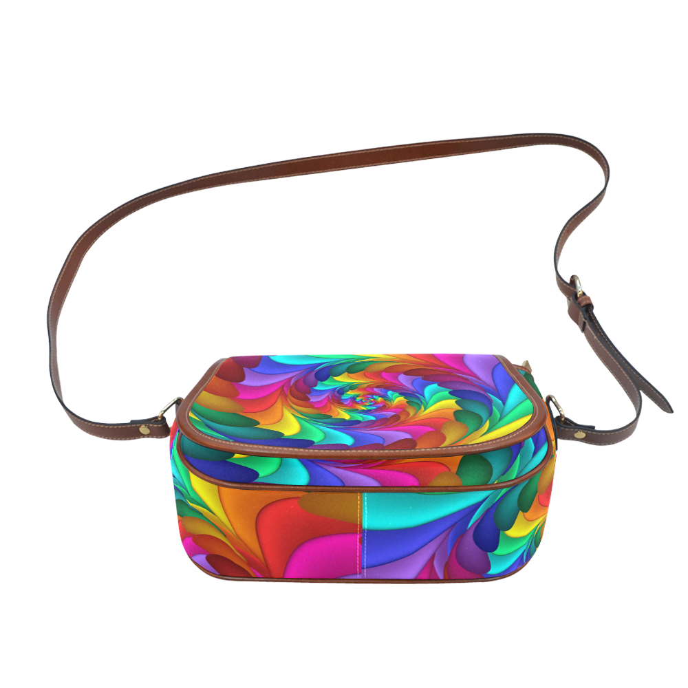 Psychedelic Rainbow Spiral Saddle Bag/Small (Model 1649) Full Customization