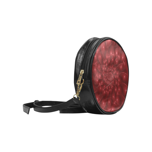 Glossy Red Spiral Fractal Round Sling Bag (Model 1647)