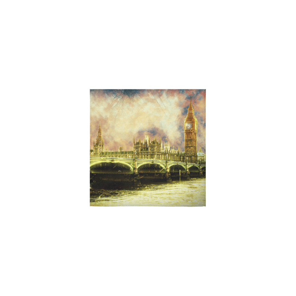 Abstract Golden Westminster Bridge in London Square Towel 13“x13”