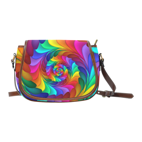 Psychedelic Rainbow Spiral Saddle Bag/Small (Model 1649) Full Customization