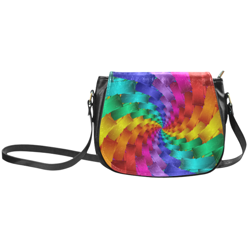 Psychedelic Rainbow Spiral Classic Saddle Bag/Large (Model 1648)