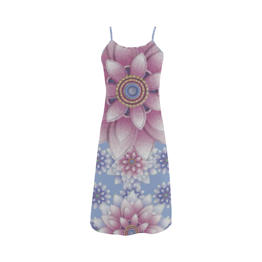 ornaments pink+blue Alcestis Slip Dress (Model D05)