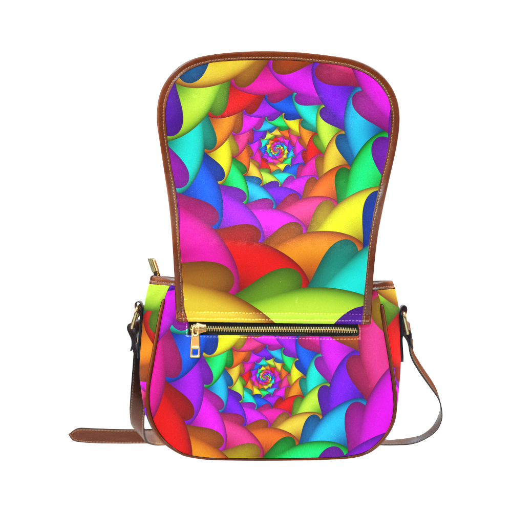 Psychedelic Rainbow Spiral Saddle Bag/Small (Model 1649) Full Customization