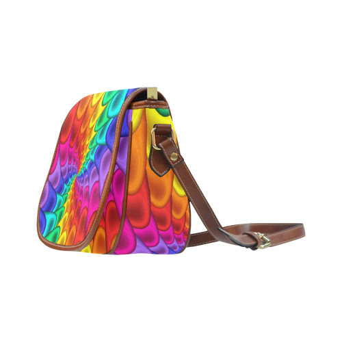 Psychedelic Rainbow Spiral Saddle Bag/Large (Model 1649)