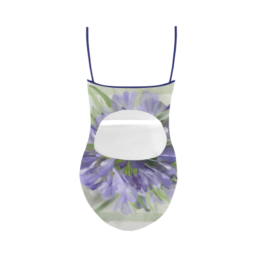 Purple Flowers Strap Swimsuit ( Model S05)
