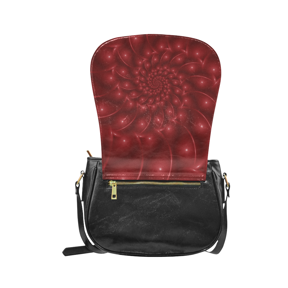 Glossy Red Spiral Fractal Classic Saddle Bag/Small (Model 1648)