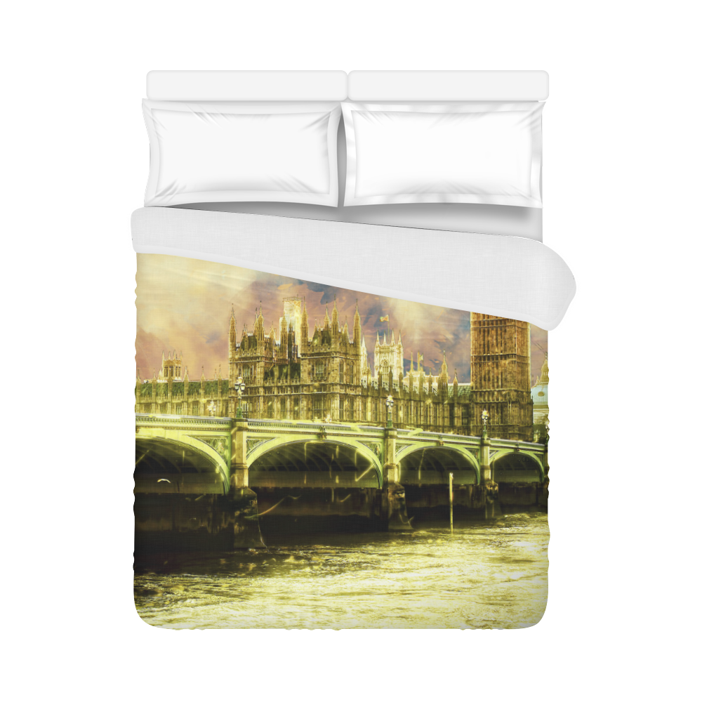 Abstract Golden Westminster Bridge in London Duvet Cover 86"x70" ( All-over-print)