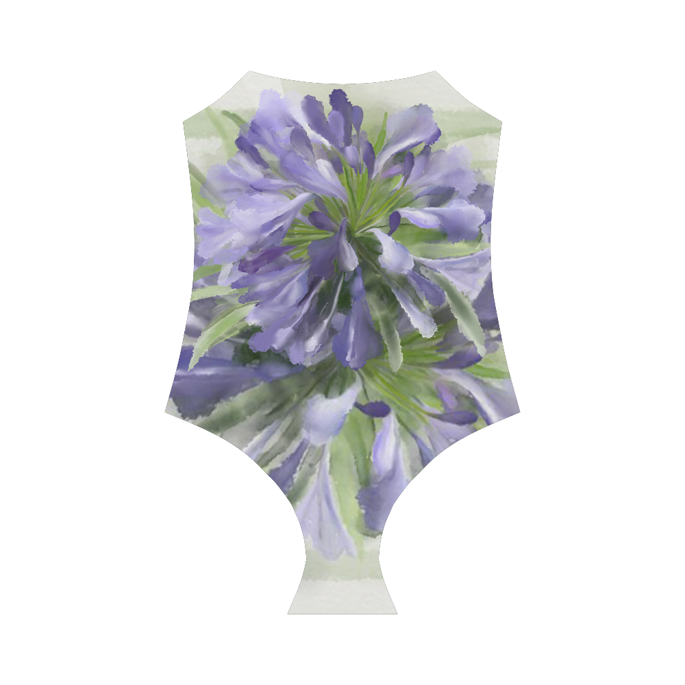 Purple Flowers Strap Swimsuit ( Model S05)