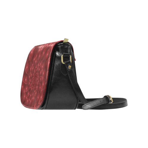 Glossy Red Spiral Fractal Classic Saddle Bag/Large (Model 1648)
