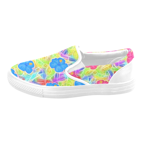 Pretty Pink Hawaiian Flowers Pattern Women's Unusual Slip-on Canvas Shoes (Model 019)