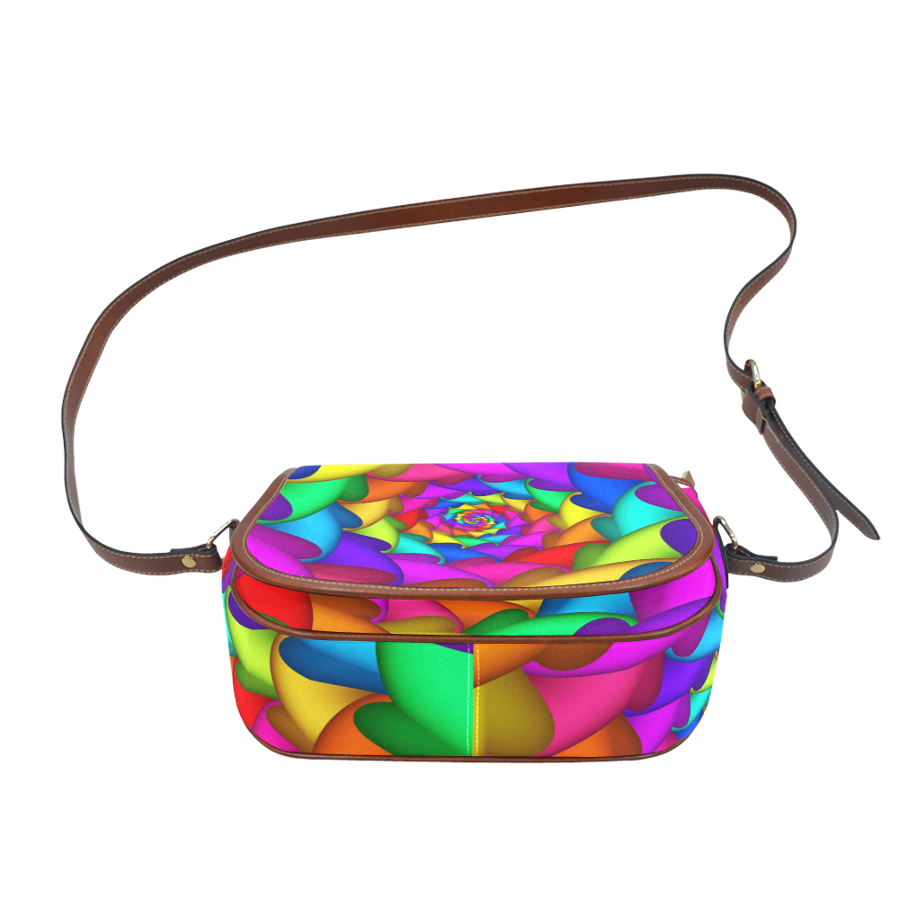 Psychedelic Rainbow Spiral Saddle Bag/Small (Model 1649) Full Customization