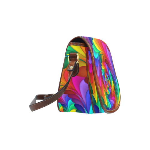 Psychedelic Rainbow Spiral Saddle Bag/Small (Model 1649) Full Customization