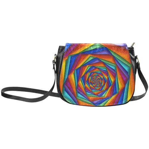 Psychedelic Rainbow Spiral Classic Saddle Bag/Large (Model 1648)