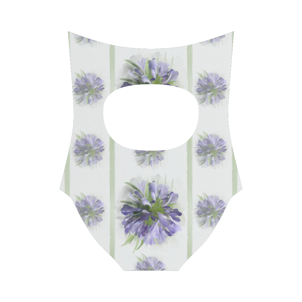 Purple Floral Strap Swimsuit ( Model S05)