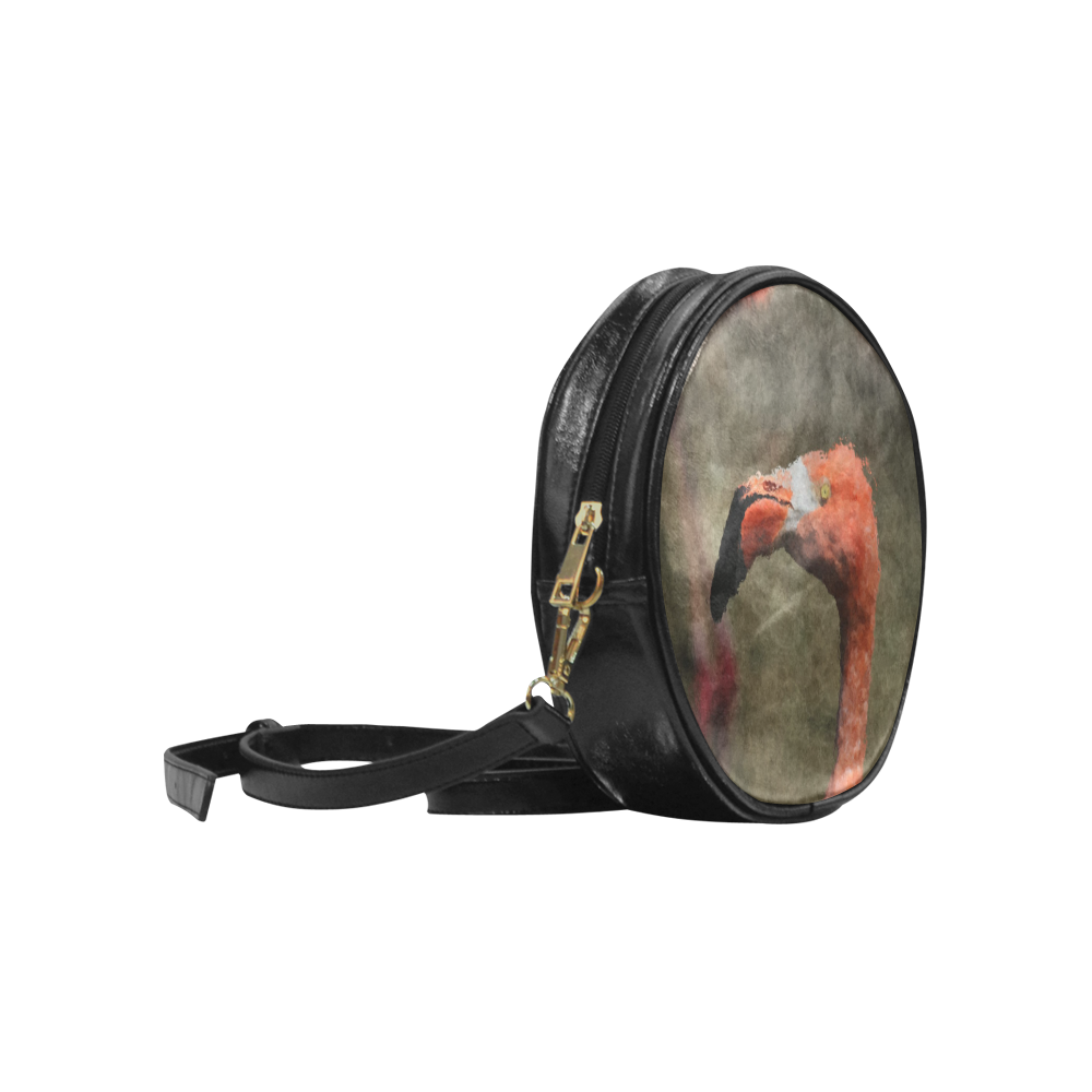 animal art studio 26516 flamingo Round Sling Bag (Model 1647)