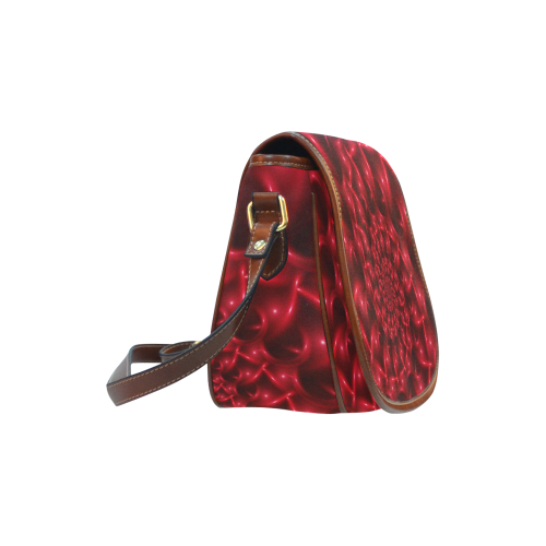 Glossy Red Spiral Fractal Saddle Bag/Small (Model 1649) Full Customization