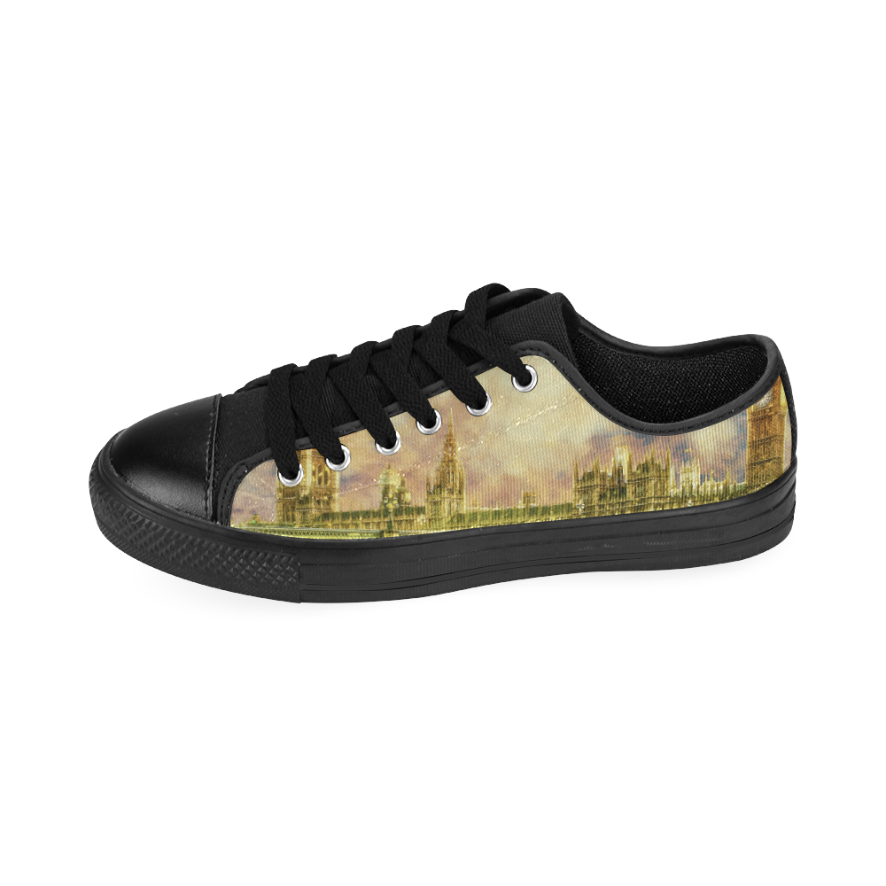 Abstract Golden Westminster Bridge in London Men's Classic Canvas Shoes (Model 018)