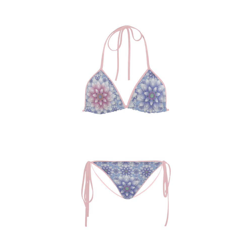 ornaments pink+blue Custom Bikini Swimsuit
