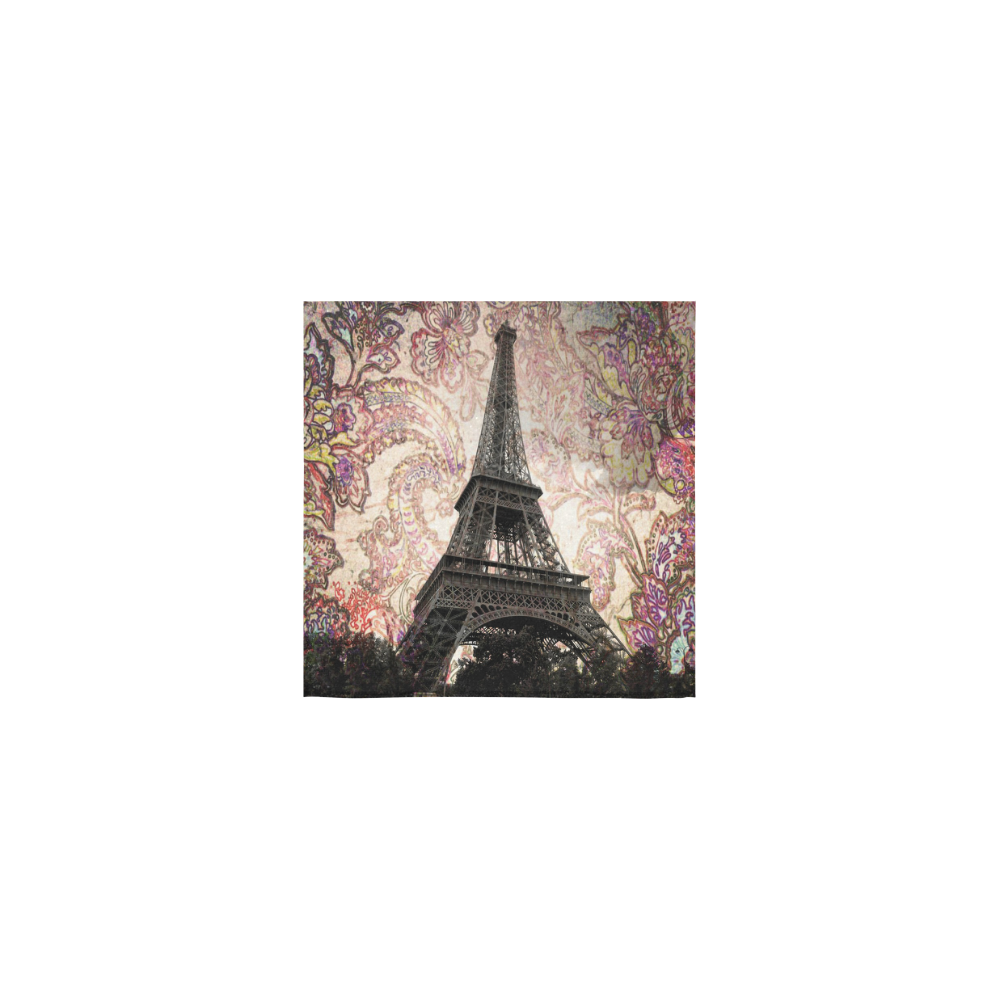 Floral Eiffel Tower Square Towel 13“x13”