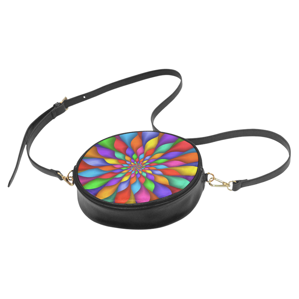 Psychedelic Rainbow Spiral Round Sling Bag (Model 1647)