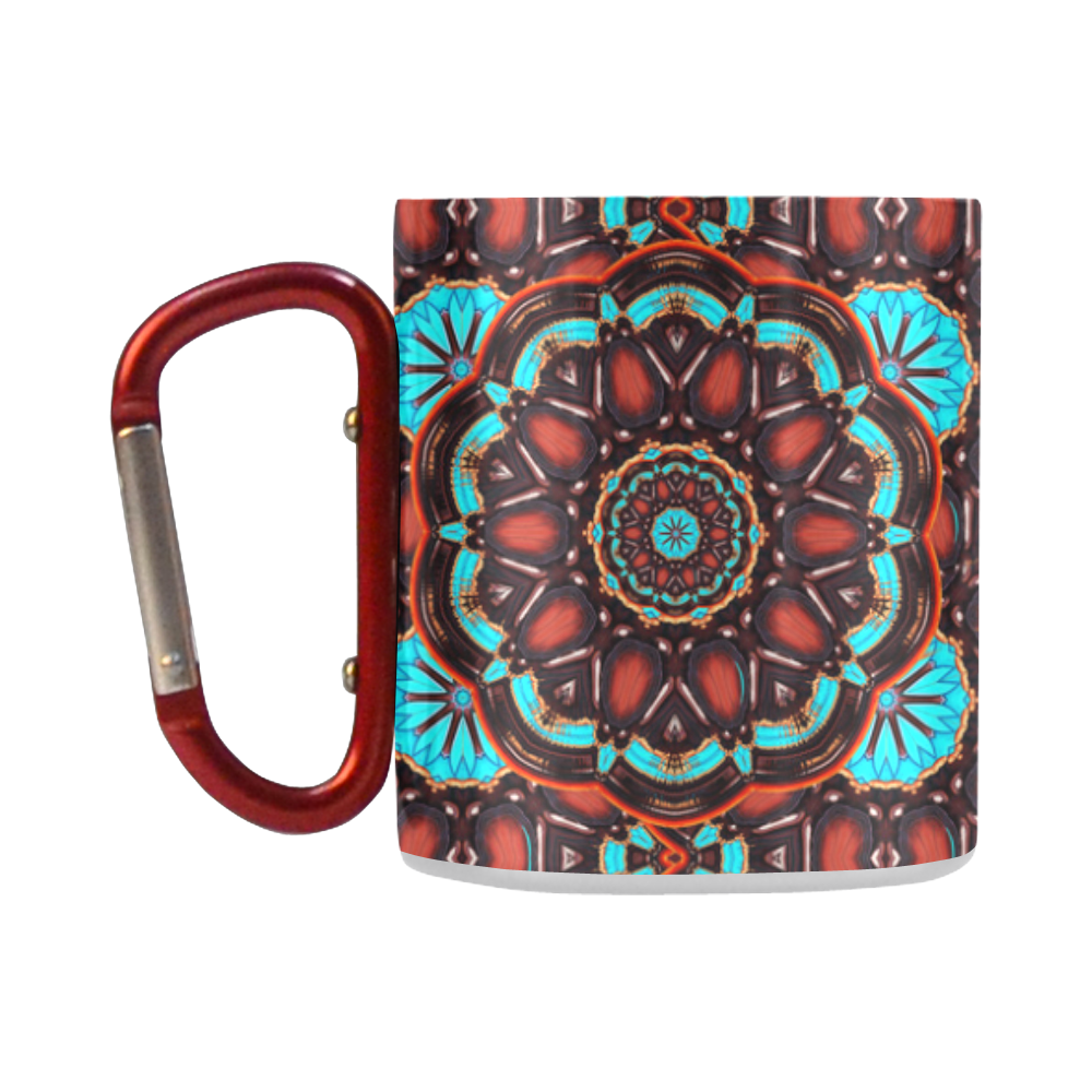 K172 Wood and Turquoise Abstract Pattern Classic Insulated Mug(10.3OZ)