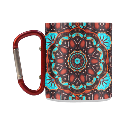 K172 Wood and Turquoise Abstract Pattern Classic Insulated Mug(10.3OZ)