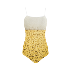 Close Up Beer Glass Novelty Strap Swimsuit ( Model S05)