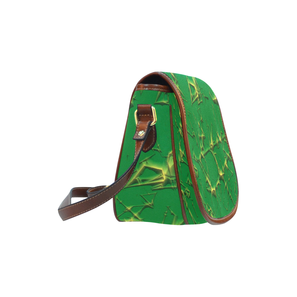 Thorny abstract,green Saddle Bag/Small (Model 1649) Full Customization