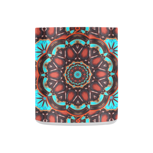 K172 Wood and Turquoise Abstract Pattern Classic Insulated Mug(10.3OZ)